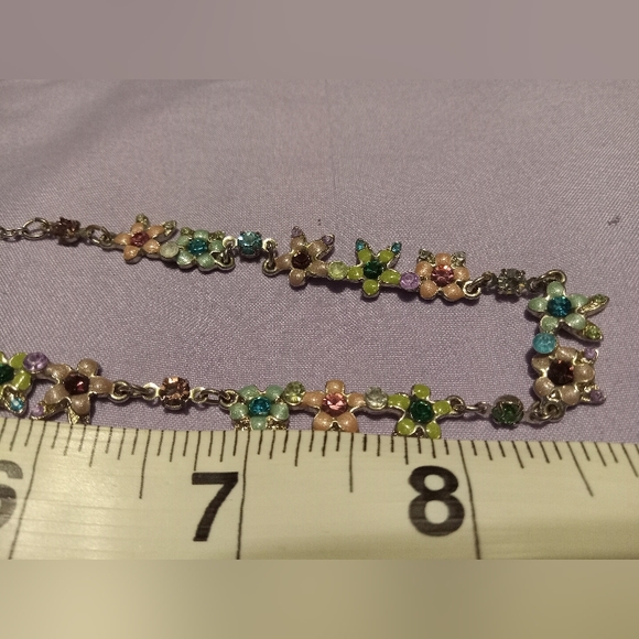 VCLM Multicolor Jeweled Flower Necklace and Earings Set - Picture 6 of 8